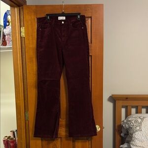 Gap 70s Flare High Rise Burgundy Corduroy Pants Size 10R